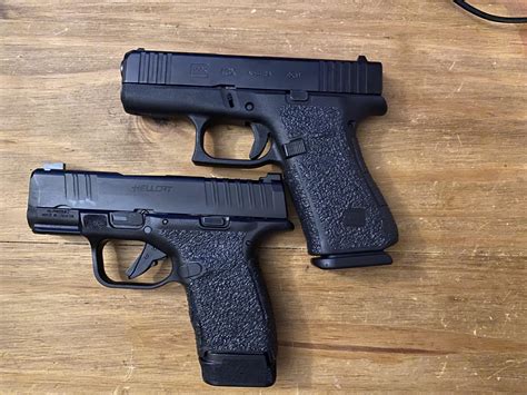 Glock 43x vs 26 size 2 inches) and a smidgen more real estate on the grip, making it similar to the Glock 19 in length, but with a thinner, single-stack configuration